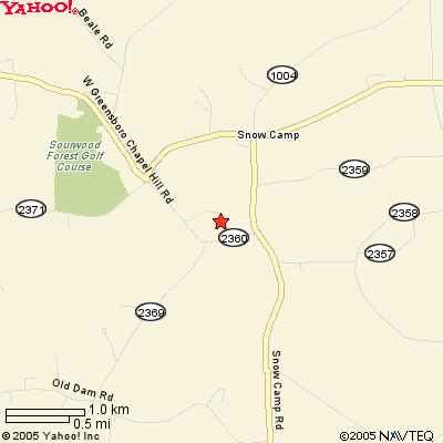 Zoom in map of roads around ye old country kitchen